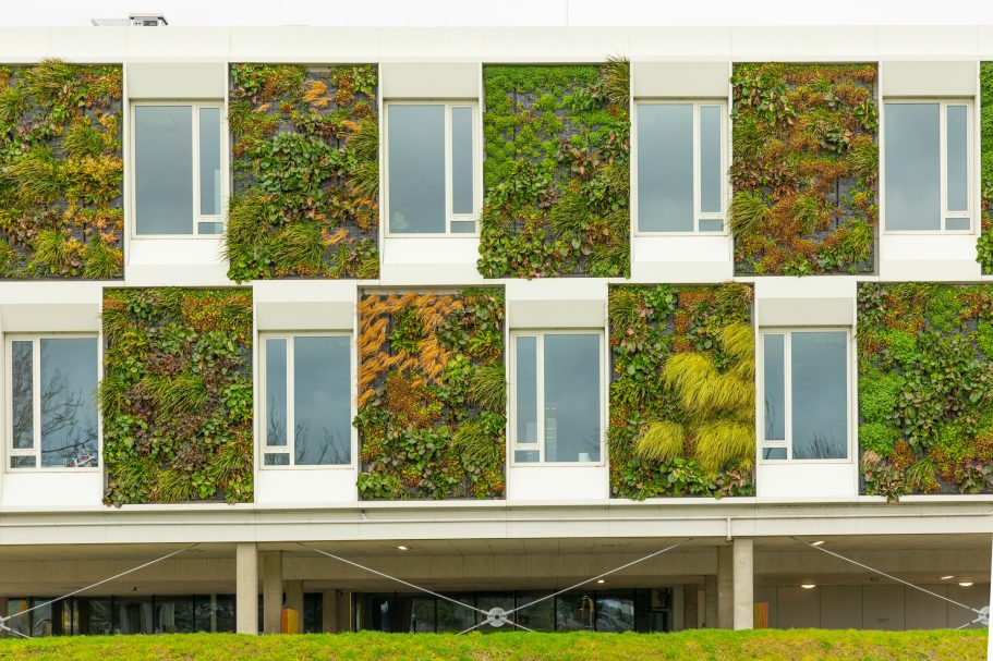 Fassadenbegrünung Begrünte Fassade mit vertikaler Pflanzenbegrünung